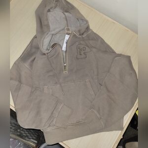 Victoria's Secret Tan Hooded Zip Sweatshirt